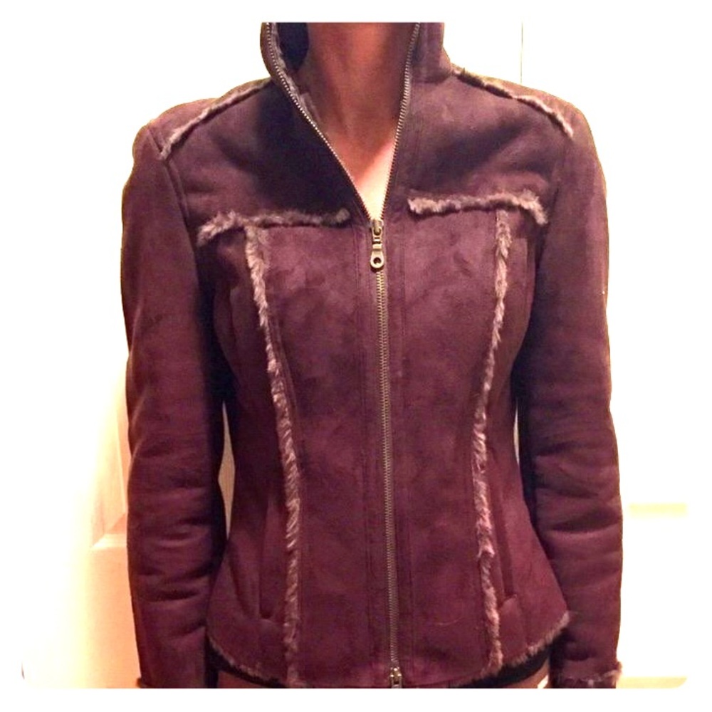 Suede Bomber Jacket - Dark Brown